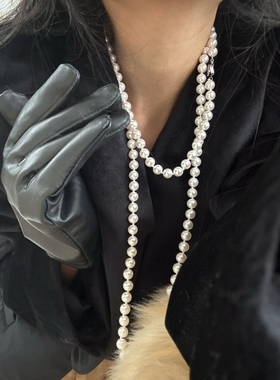 圆串珠长款毛衣链项链女叠戴