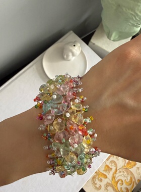复古Bracelet编织彩串珠碎石