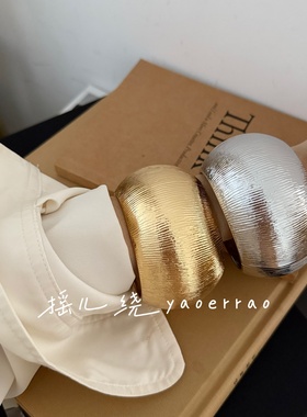 波纹几何宽圆形手镯环叠戴女