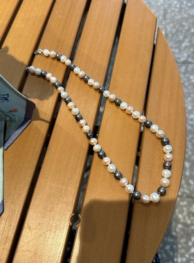 对冲色彩盘天然淡水珍珠项链