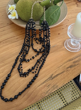亚克力黑色串珠多层链条项链