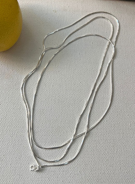 s925银多层蛇骨链长款毛衣链叠戴