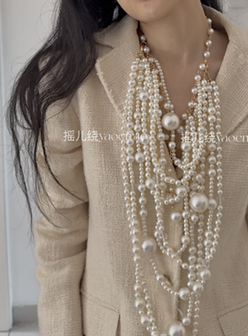 小香长多层毛衣链项链颈链