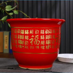 红色花盆客厅花盆落地大发财树专用大号种树25cm口径30cm大型绿植