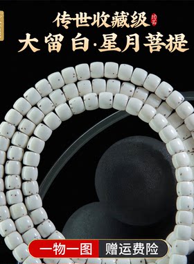 海南星月菩提手串108颗原生态顺白脖挂佛珠大留白高密度文玩念珠