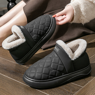 加绒加厚可外穿厚底防水防滑老人棉鞋 男款 2025新 女包跟冬季 棉拖鞋