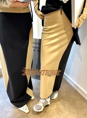 官方授权 现货秒发Zhong Zixin 23AW前拼色后纯黑色拼片半裙