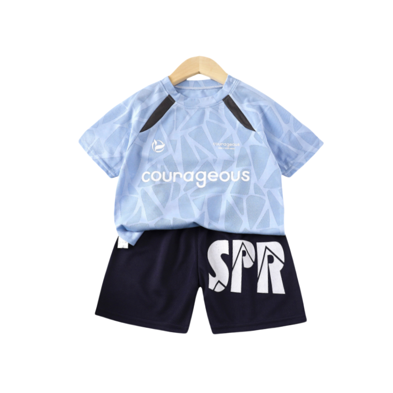三折品牌特价清仓撤柜中大童夏季速干透气蓝球服短袖T恤短裤套装