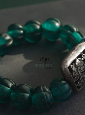 骑单车原创设计风雕花银牌手串