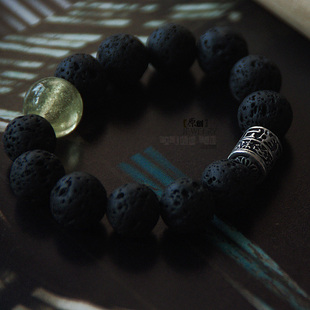 【猫° 时间的呼吸】原创设计手链 火山石简约情侣中性黑手串小众