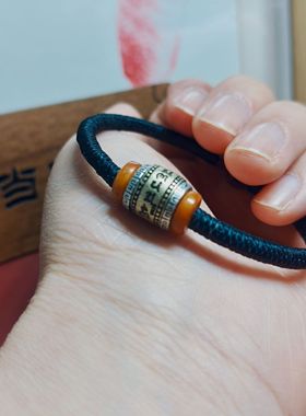 S925银六字箴言藏式高光泰蜡金刚结手绳情侣手绳