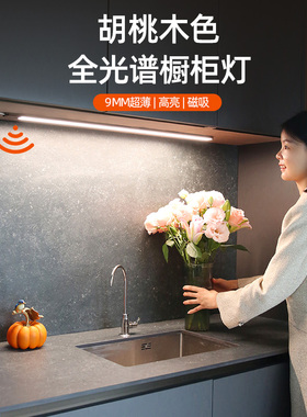 中古风橱柜灯条led餐边柜子灯带厨房吊柜底水槽补光灯磁吸感应灯