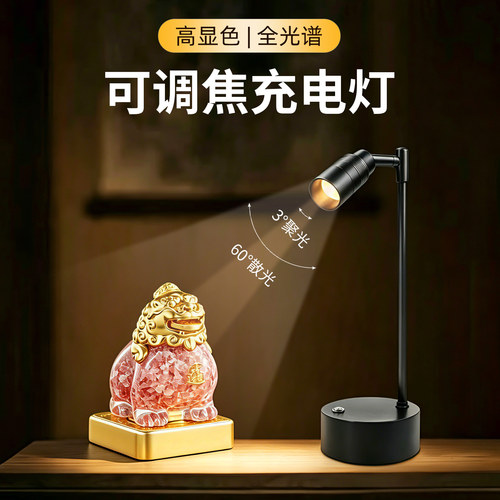 明装长杆可调免接线充电聚光射灯