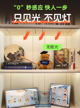 感应灯条led磁吸充电橱柜灯开门亮衣柜酒柜鞋柜展示柜灯带免插电