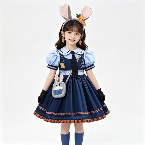 疯狂动物城Zootopia 兔子警官儿童衣服COS洛丽塔的士尼女童公主裙