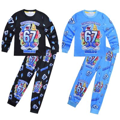 偷走脑红67家居服 Roblox Steal a Brainrot儿童春秋卡通睡衣套装