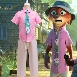 儿童节日聚会礼服 cosplay套装 疯狂动物城2cos服狐狸尼克同款 衬衫