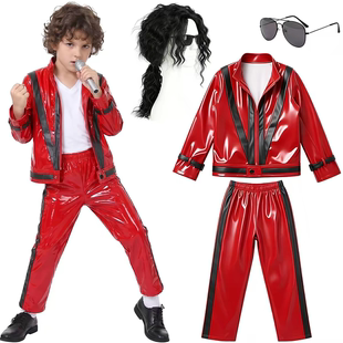 迈克尔·杰克逊cos服红色皮衣外套装迈克尔同款cos服万圣节演出服