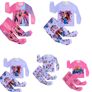 猎魔女团衣服儿童长袖t恤长裤套装女童中大童春秋家居服睡衣