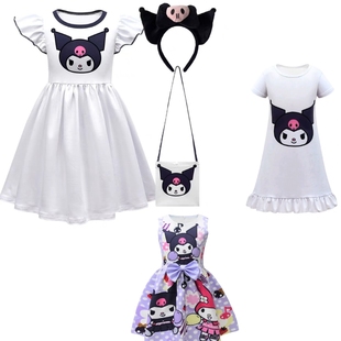 kuromi童装的士尼三丽鸥库洛米女童连衣裙公主演出服万圣节裙子