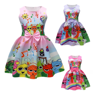 节奏盒子Sprunki连衣裙儿童女孩公主裙万圣节表演cosplay服装 礼物