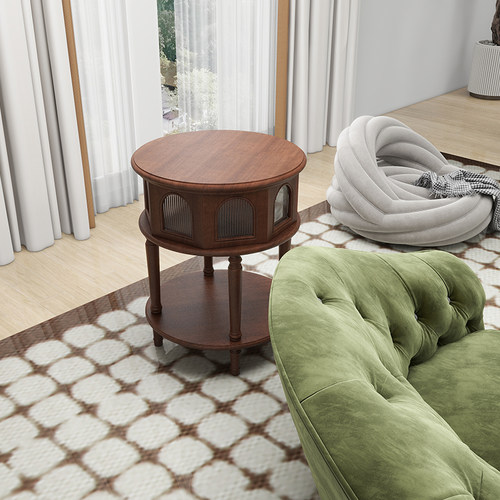 小圆桌全实木送货入户长虹玻璃