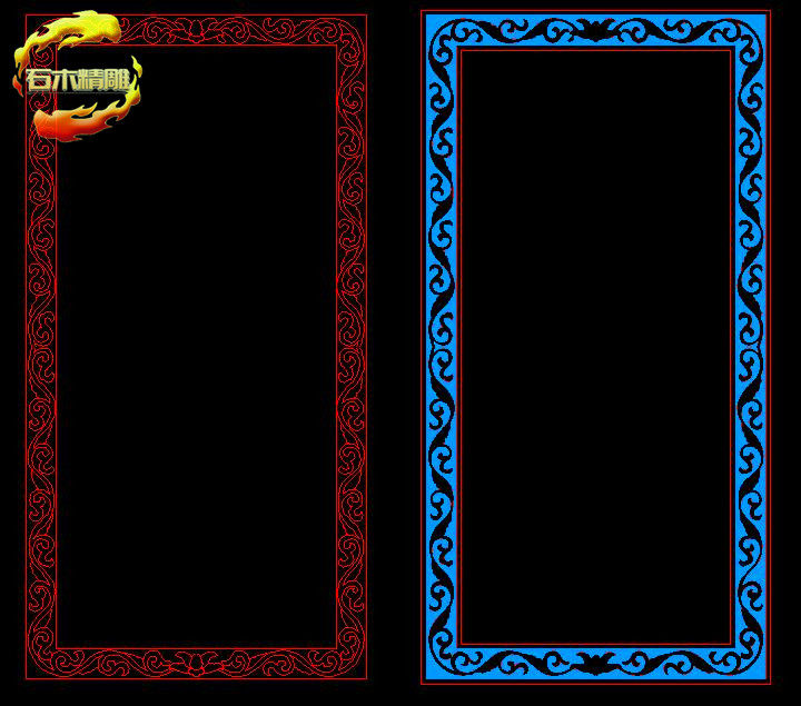 plt线雕铣底洋花花边11 墓碑精雕图浮雕图灰度图石雕石碑碑面花边