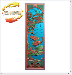 新款墓碑碑板5-085 松鹤石碑雕刻图边板栏板精雕图灰度浮雕图