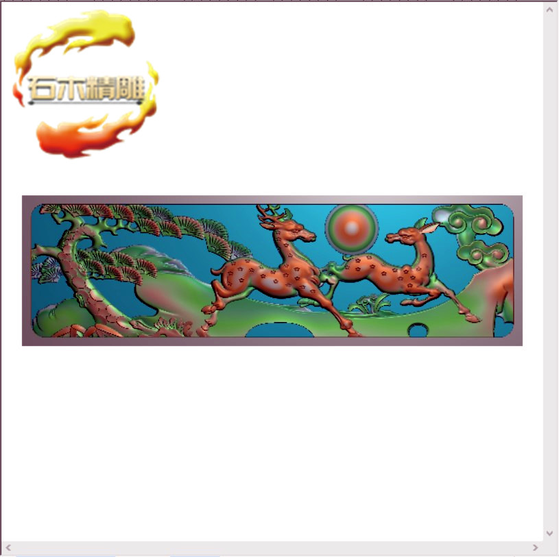 新墓碑碑板177 松鹿栏板护栏石材电脑雕刻图精雕图灰度浮雕图