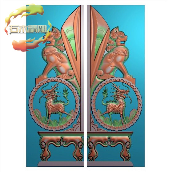 新款墓碑抱鼓098 狮子麒麟寸鼓边鼓石碑精雕图灰度浮雕图石材雕刻