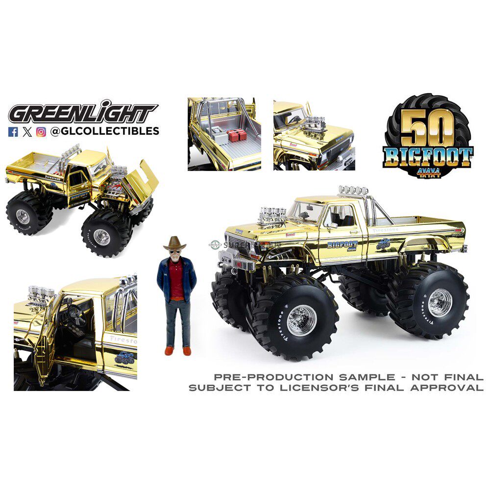 绿光 1:18 1979福特F-250 大脚一号 金色镀铬版 附鲍勃人偶 13715