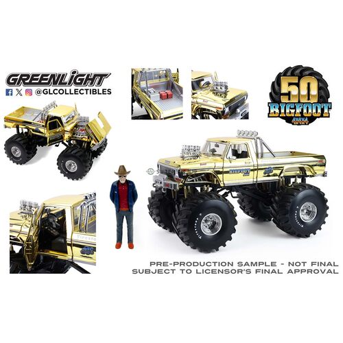 绿光 1:18 1979福特F-250 大脚一号 金色镀铬版 附鲍勃人偶 13715