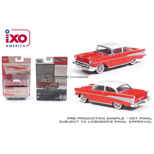 IXO 1:64 1957 雪佛兰 Bel Air蓓丽 斗牛士红/印度象牙白 IA64008