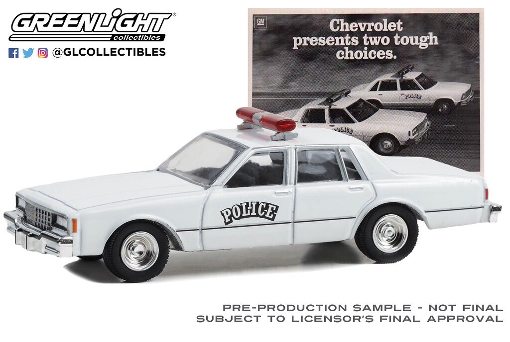 绿光 1:64 1980 chevrolet雪佛兰英帕拉黑斑羚9c1警车 39130e