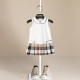 大童女连衣裙英伦风女童白色无袖 夏季 新款 格子裙宝宝公主裙子洋气