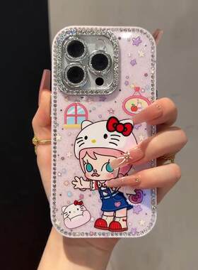 全包边镶钻茉莉苹果16手机壳iphone15promax新款2025网红爆款女16Pro独特超好看13高级感14pm防摔保护套外壳