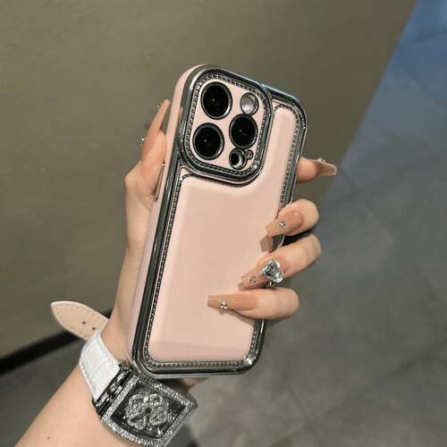 简约时尚皮纹适用苹果16promax手机壳个性iPhone16Pro网红14pm创意13女12电镀防摔保护套11皮质plus全包外壳