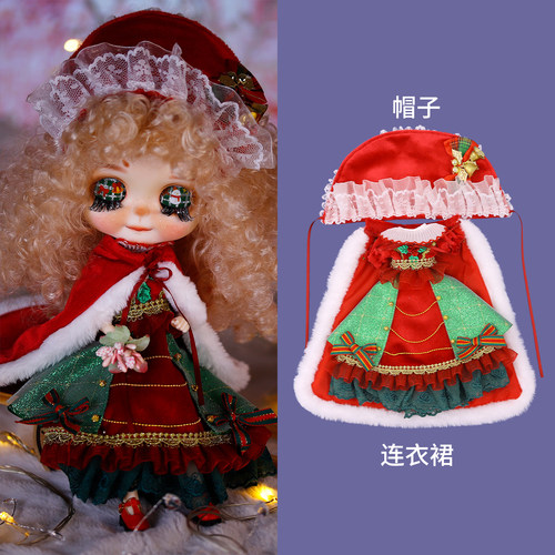 ICY DBS小布娃娃衣服圣诞节斗篷套装长裙19关节azone s体ob24娃衣