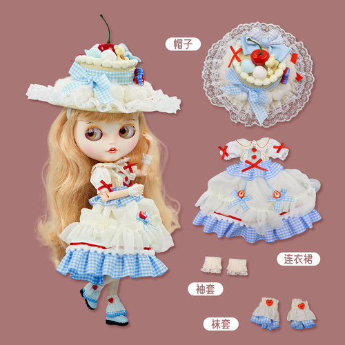 ICY DBS小布娃娃衣服甜蜜格物手记蛋糕蓬蓬裙套装19关节OB24娃衣