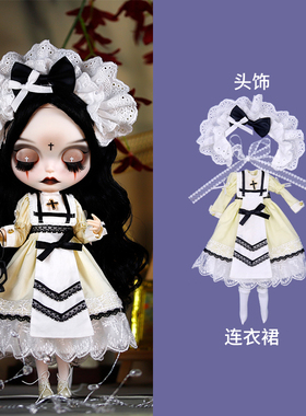 ICY DBS小布娃娃衣服清新奶油黄修女教堂装女仆裙19关节ob24娃衣