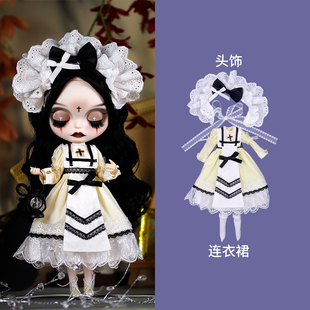 ICY 女仆裙19关节ob24娃衣 DBS小布娃娃衣服清新奶油黄修女教堂装