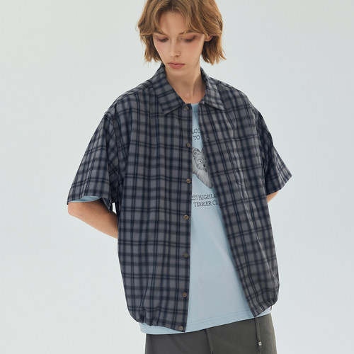 todaynowind 25SS 格纹短袖衬衫 宽松短宽廓形抗皱