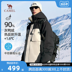 camel/骆驼防风防水羽绒服男2023冬新款加厚工装派克服极寒外套短