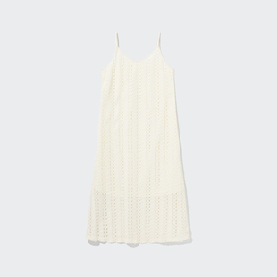 velwin蔚雯赫本风气质蕾丝连衣裙女夏新款小个子中长款白色吊带裙