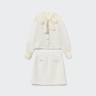 idole奕多法式名媛小香风套装女2024春季新款短外套半身裙两件套
