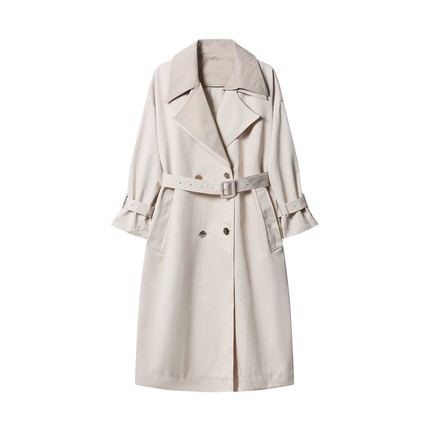 idole奕多英伦风双排扣长款风衣女春秋季新款过膝高级感外套通勤