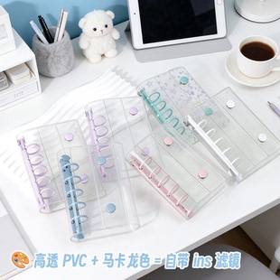 M5小清新双扣透明活页本PVC软壳咕卡痛本手帐本拍立得小卡收纳本