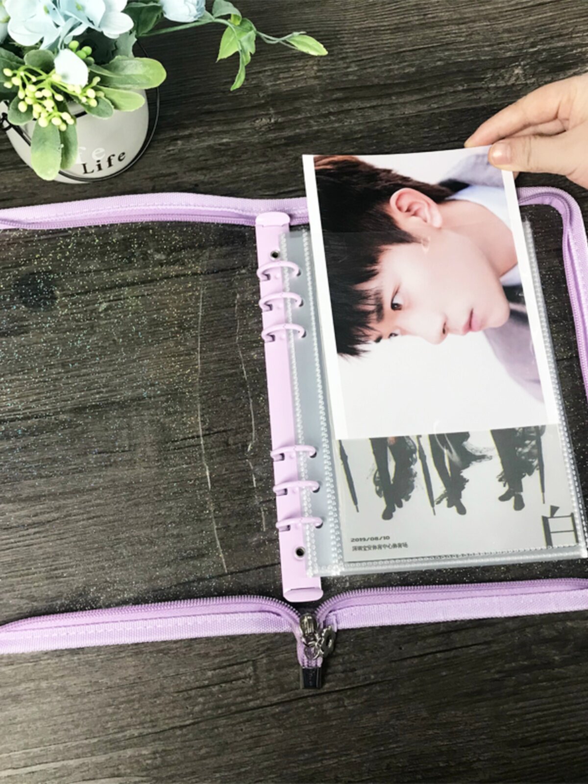 6 홀 핸드 원장 투명 바인더 PP 내부 페이지 가방 A5 분할 2|4 그리드 3|5|7 인치 사진 원장 루스 리프 북