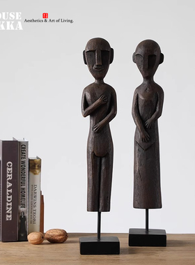 客厅玄关摆件高级感艺术树脂雕塑创意出口非洲人物脸谱家居装饰品