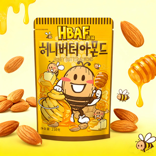 韩国进口HBAF芭蜂蜂蜜黄油扁桃仁250g汤姆农场干果杏仁坚果零食